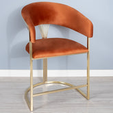 Scaun ALLEGRA - HIGH 97cm, auriu cu tapiterie caramizie